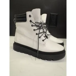 Timberland Ray City White and Black Leather Waterproof Boots Womens US Size 8