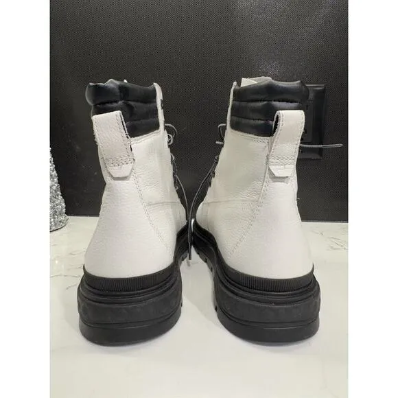 Timberland Ray City White and Black Leather Waterproof Boots Womens US Size 8