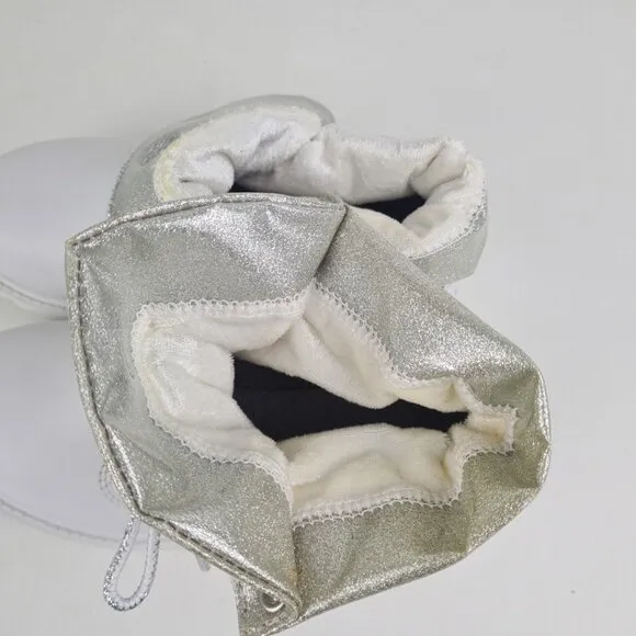 Timberland Roll Top Sweet Little Girls Boots White Silver Leather SZ 12