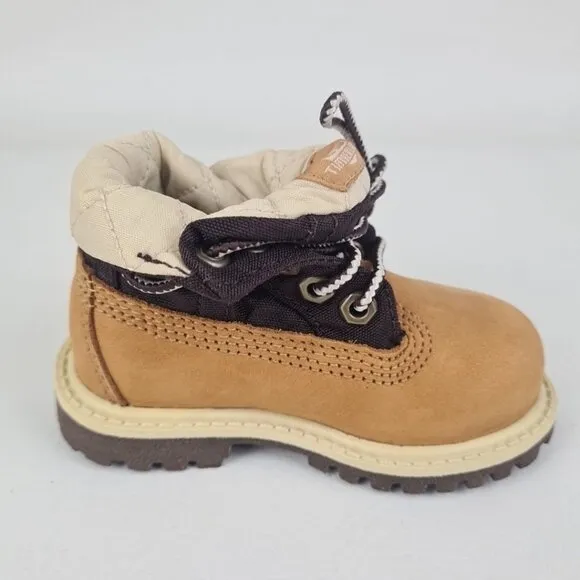 Timberland Roll Top Workshirt TODDLER Boots Hiking Wheat Leather Size 4C