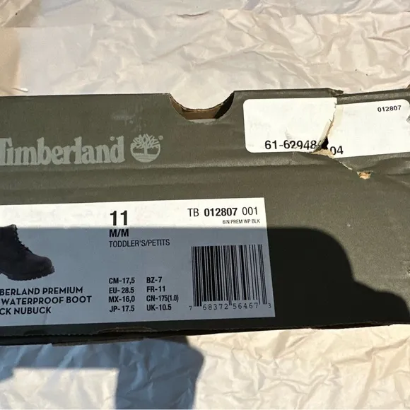 Timberland Toddler Black Waterproof 6”Boots Black Nubuck