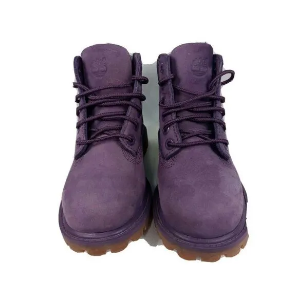 Timberland Youth Premium Waterproof Leather Boots Purple A14VL Boys Size 10