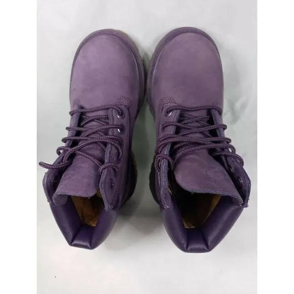 Timberland Youth Premium Waterproof Leather Boots Purple A14VL Boys Size 10