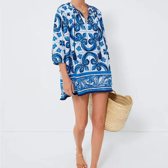 TNUCK BEACHCapri Blue Majolica Tile Bondi Coverup