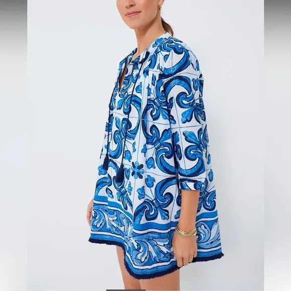 TNUCK BEACHCapri Blue Majolica Tile Bondi Coverup