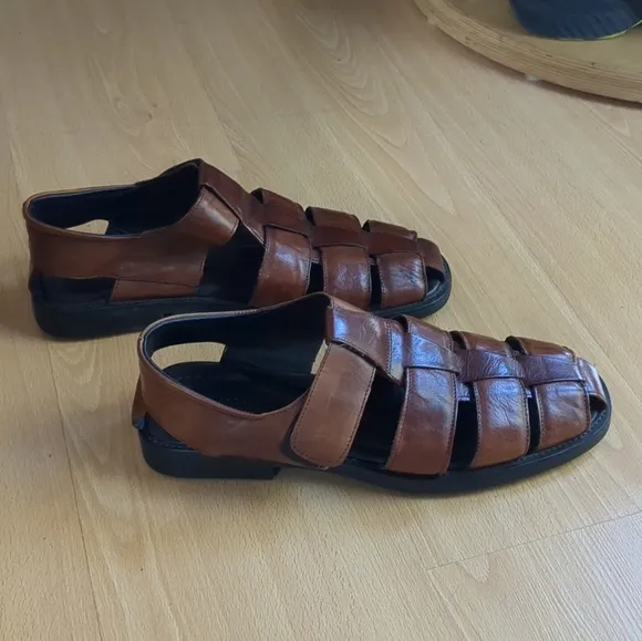 To Boot New York Fisherman Sandals Leather Brown Adam Derrick Size 12