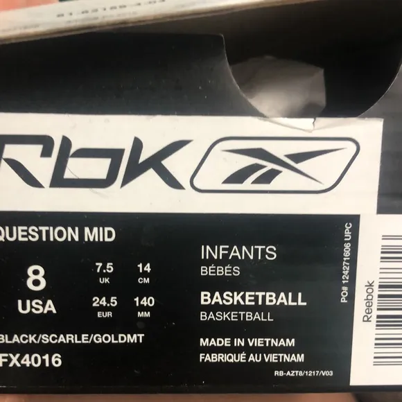 Toddler 8 Reebok question mid leather sneakers