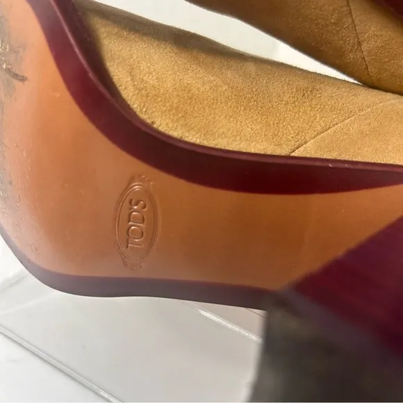 TODS England Women’s Suede Leather Boots Pull On 3” Heel Brown Tan Classic