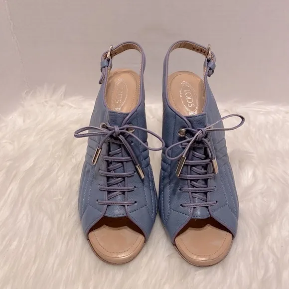 Tod’s Lilac Quilted Leather Lace Up Sandals Size 38