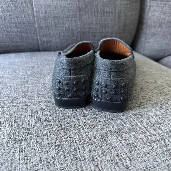 Tod’s Loafers Gray Wool Mens Size 38