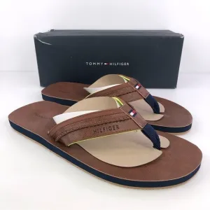 Tommy Hilfiger Dembo Mens Flip Flop Sandals Size 13 Brown Stylish &amp; Comfortable