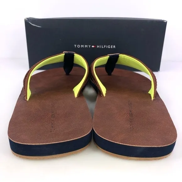 Tommy Hilfiger Dembo Mens Flip Flop Sandals Size 13 Brown Stylish &amp; Comfortable