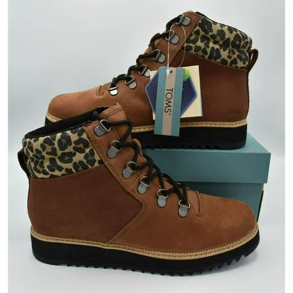Toms Women Size 8 Mojave Waterproof Ember Oiled Nubuck Suede Leopard Mid Boots
