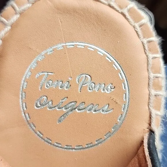 TONI PONS ETNA FLAT LEATHER ELASTIC STRAP ESPADRILLE SANDALS SIZE 9 NWOB