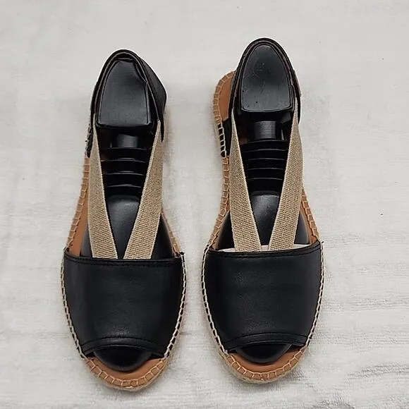 TONI PONS ETNA FLAT LEATHER ELASTIC STRAP ESPADRILLE SANDALS SIZE 9 NWOB