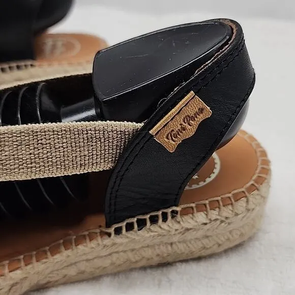 TONI PONS ETNA FLAT LEATHER ELASTIC STRAP ESPADRILLE SANDALS SIZE 9 NWOB