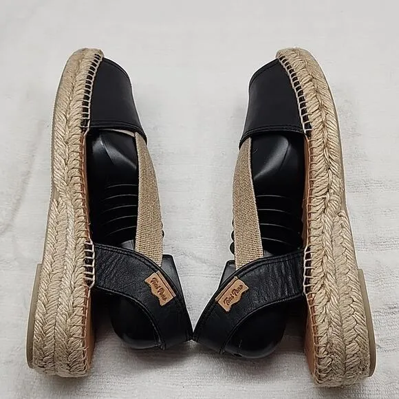 TONI PONS ETNA FLAT LEATHER ELASTIC STRAP ESPADRILLE SANDALS SIZE 9 NWOB