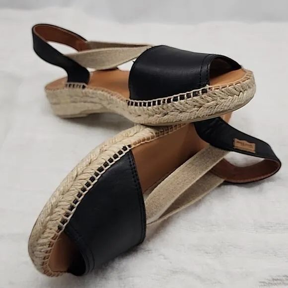 TONI PONS ETNA FLAT LEATHER ELASTIC STRAP ESPADRILLE SANDALS SIZE 9 NWOB