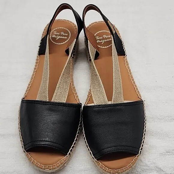 TONI PONS ETNA FLAT LEATHER ELASTIC STRAP ESPADRILLE SANDALS SIZE 9 NWOB
