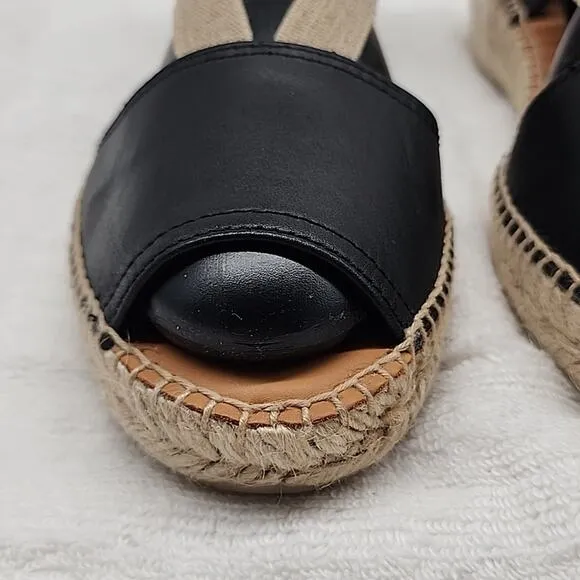TONI PONS ETNA FLAT LEATHER ELASTIC STRAP ESPADRILLE SANDALS SIZE 9 NWOB