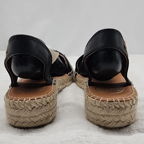 TONI PONS ETNA FLAT LEATHER ELASTIC STRAP ESPADRILLE SANDALS SIZE 9 NWOB