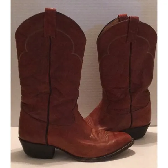🪀TONY LAMA  COGNAC Leather COWBOY BOOT 9 1/2