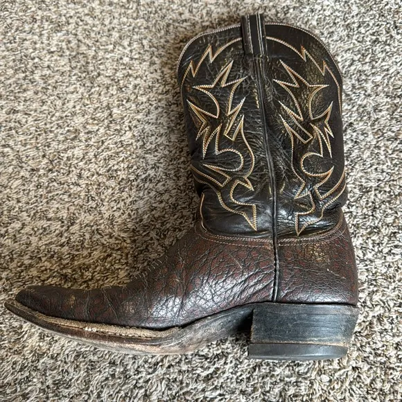 Tony Lama Men’s 9.5 Vintage Cowboy Western Caribou Leather Pointed Toe Boot