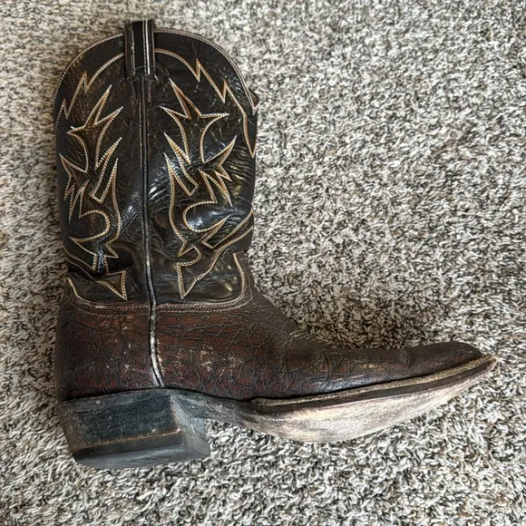 Tony Lama Men’s 9.5 Vintage Cowboy Western Caribou Leather Pointed Toe Boot