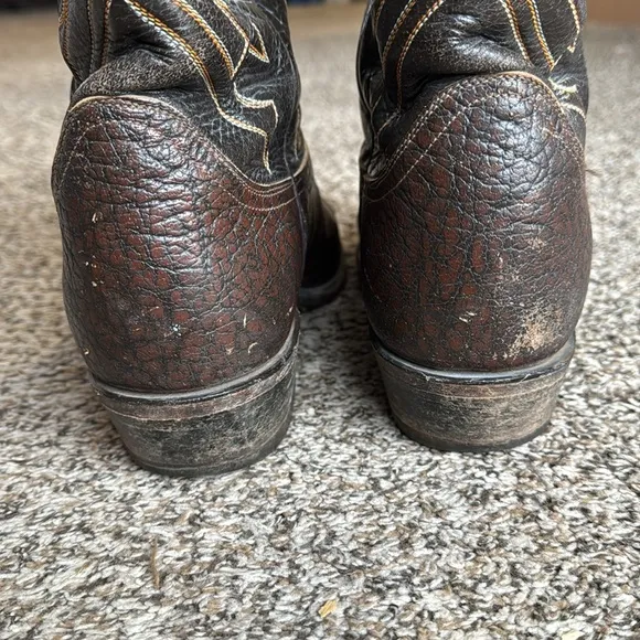 Tony Lama Men’s 9.5 Vintage Cowboy Western Caribou Leather Pointed Toe Boot