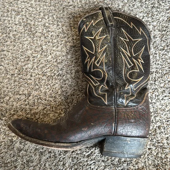 Tony Lama Men’s 9.5 Vintage Cowboy Western Caribou Leather Pointed Toe Boot