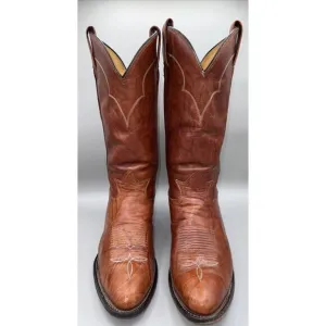 Tony Llama Boots Men 9 1/2 D Cognac Western Cowboy Rodeo Leather Ranch Work