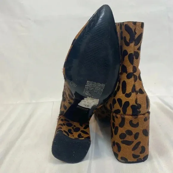 Topshop Leopard Print Faux Fur Heeled Boots with Pointed Toe