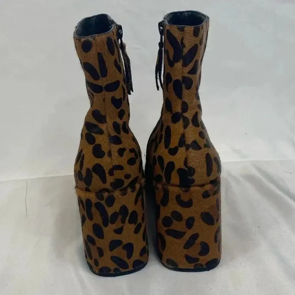 Topshop Leopard Print Faux Fur Heeled Boots with Pointed Toe