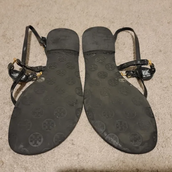 Tory Burch Ali Black Leather Slingback Sandals Size 11
