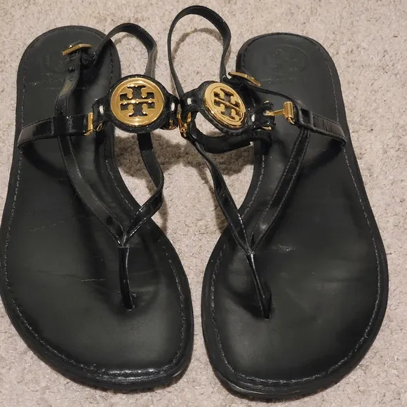 Tory Burch Ali Black Leather Slingback Sandals Size 11
