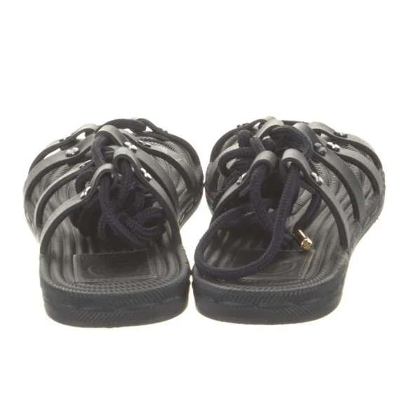 Tory Burch Black Lace-Up Rubber Gladiator Sandals size 7