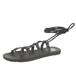 Tory Burch Black Lace-Up Rubber Gladiator Sandals size 7
