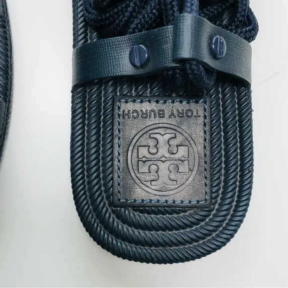 Tory Burch Black Lace-Up Rubber Gladiator Sandals size 7