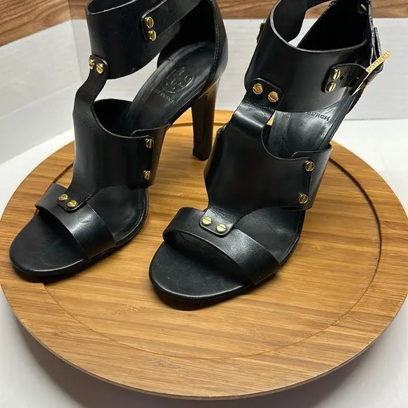 Tory Burch Black Studded High Heel Sandals