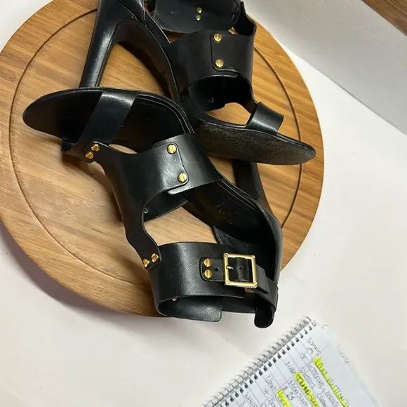 Tory Burch Black Studded High Heel Sandals