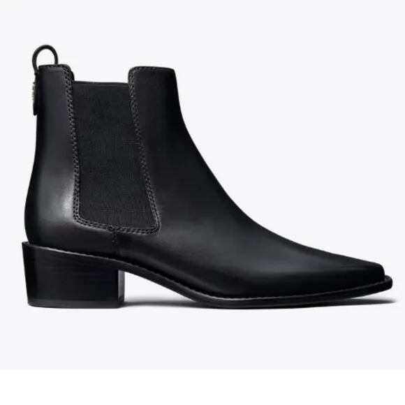 Tory Burch Boots Size 6.5 Black Chelsea Ankle Boots Designer