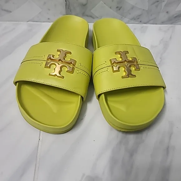 Tory Burch Everly Anatomic Cloud Leather Slide Sandals Yuzu 88336 Size 6.5