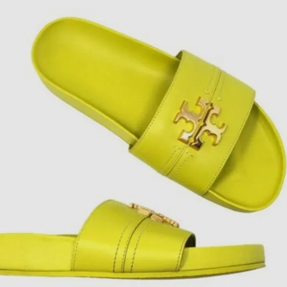 Tory Burch Everly Anatomic Cloud Leather Slide Sandals Yuzu 88336 Size 6.5