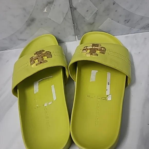 Tory Burch Everly Anatomic Cloud Leather Slide Sandals Yuzu 88336 Size 6.5