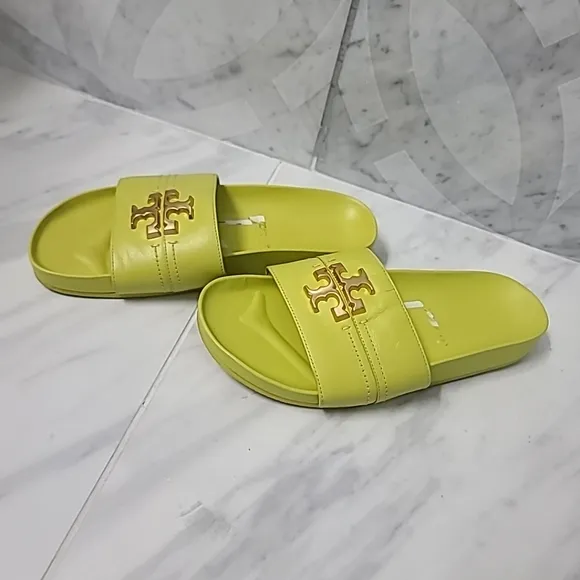 Tory Burch Everly Anatomic Cloud Leather Slide Sandals Yuzu 88336 Size 6.5