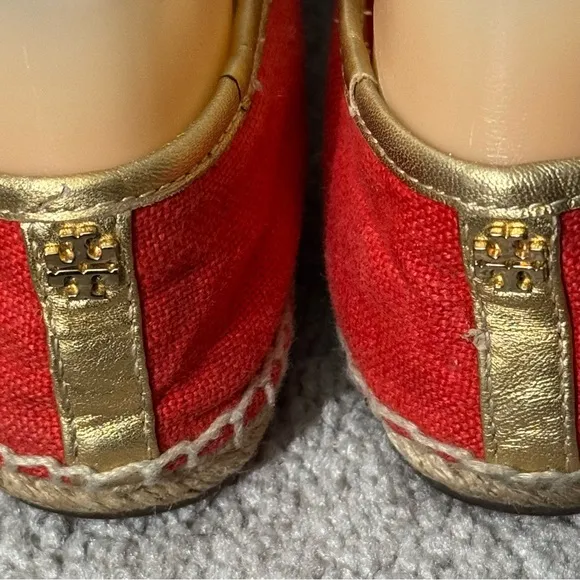 Tory Burch Flats 7.5 Samba Linen Piña Colada Coconut Slip On Espadrille Loafers