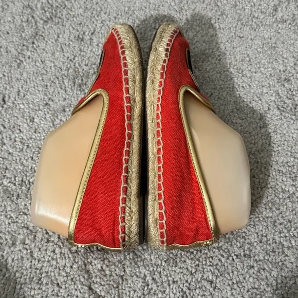 Tory Burch Flats 7.5 Samba Linen Piña Colada Coconut Slip On Espadrille Loafers