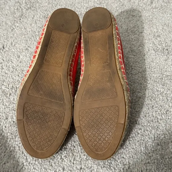 Tory Burch Flats 7.5 Samba Linen Piña Colada Coconut Slip On Espadrille Loafers
