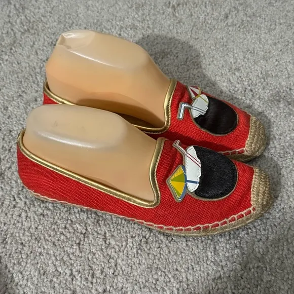 Tory Burch Flats 7.5 Samba Linen Piña Colada Coconut Slip On Espadrille Loafers