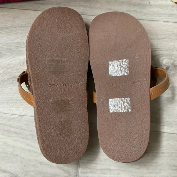 Tory Burch Genuine Shearling, Leather Logo Emblem Slide Thong Sandals Si…